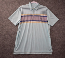 Chaps Golf Polo Shirt Medium Blue Black Logo Stretch Short Sleeve Performance