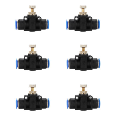 6pcs 4mm to 4mm Tubing Speed Controller Valve Air Pneumatic Quick Fittings