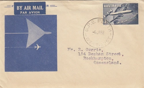 Stamp Australia 2/- blue QANTAS on Guthrie specific cachet FDC to Rockhampton