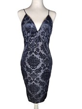 Vintage 90s Windsor Crush Velvet Women's Medium Black/blue Mini Dress VNeck Soft