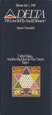 Delta Air Lines system timetable 7/1/88 [3080] Buy 4+ save 25%