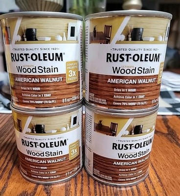 4pk- RUST-OLEUM Ultimate Wood Stain American Walnut Oil Based 1 Quart, 8 OZ Cans
