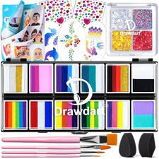 Professional Painting Kit for Adults, Rainbow Split Cake Paint Palette 12 x 1...