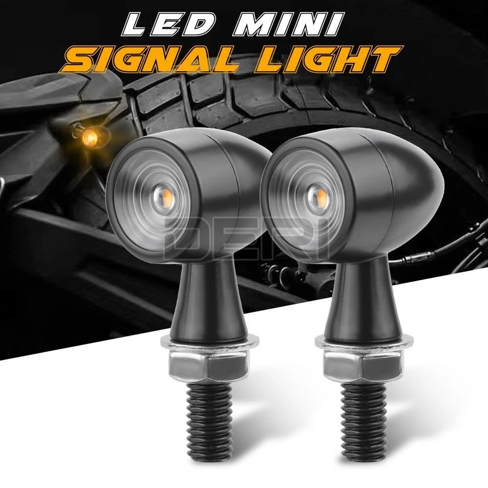 Mini intermitente de luz ámbar intermitente LED para motocicleta Harley Davidson B Foto 2 de 4