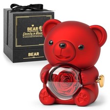 Preserved Rose Teddy Bear   Real Rose in Elegant Gift Box   Romantic Gift Red
