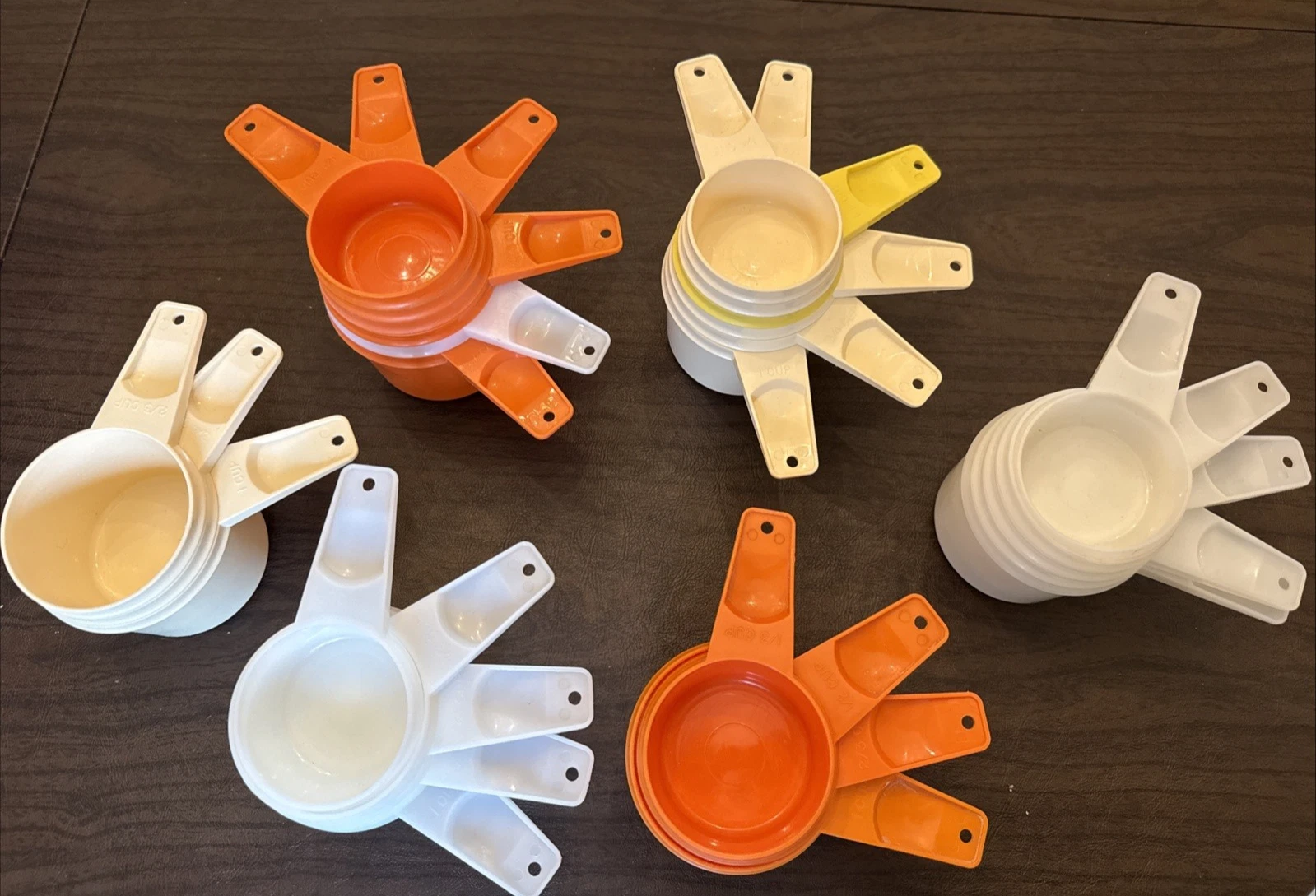 Lot Assorted 29 TUPPERWARE Nesting Vintage Measuring Cups Set Retro Color Orange