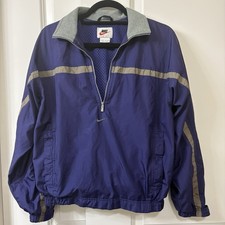 Nike Windbreaker Purple Gray Pullover 1/4 Zip Vintage 90s Medium Spring