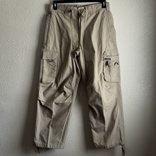 Vintage Nike ACG Cargo Pants Sz Medium Beige Ripstop Ankle Ties Hiking