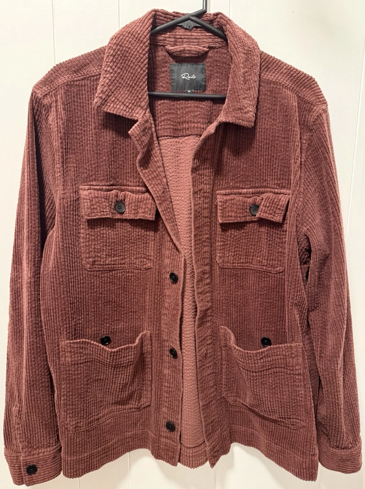 Rails Men’s Corduroy Shirt Jacket Chore Coat Burgundy Size M Overshirt image 2