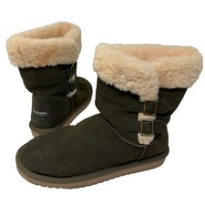 Koolaburra By Ugg Sz 9 Solana Olive Night green Sheeps Wool Lined Ankle boots