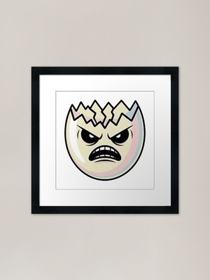 Angry Broken Egg Aufkleber unny cr gerahmt Wandbild Poster Leinwanddruck Bild