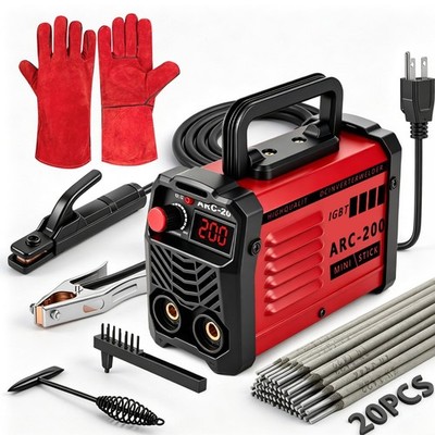 Hpoouo 200Amp 20PCS Rods Stick Welder, Super MINI 7.8*3.9*5.3inch, Red