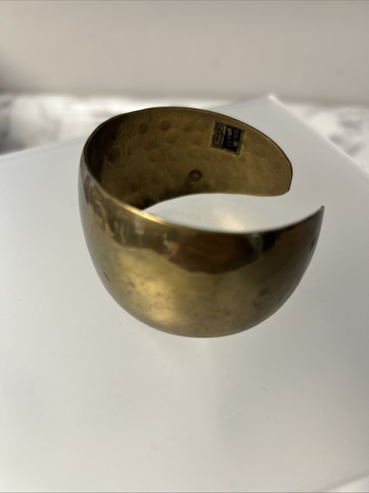 Handmade Solid Brass Cuff Bracelet Hammered Finis… - image 7