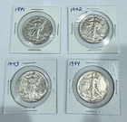 1941 Thru 1944 Walking Liberty Silver Half Dollars