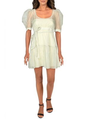 DANIELLE BERNSTEIN Womens Ivory Pouf Short Fit + Flare Dress Size: M