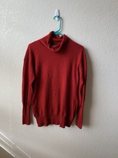 Magaschoni 100 Cashmere Sweater Women  s Size S Red Turtleneck Knit Pullover