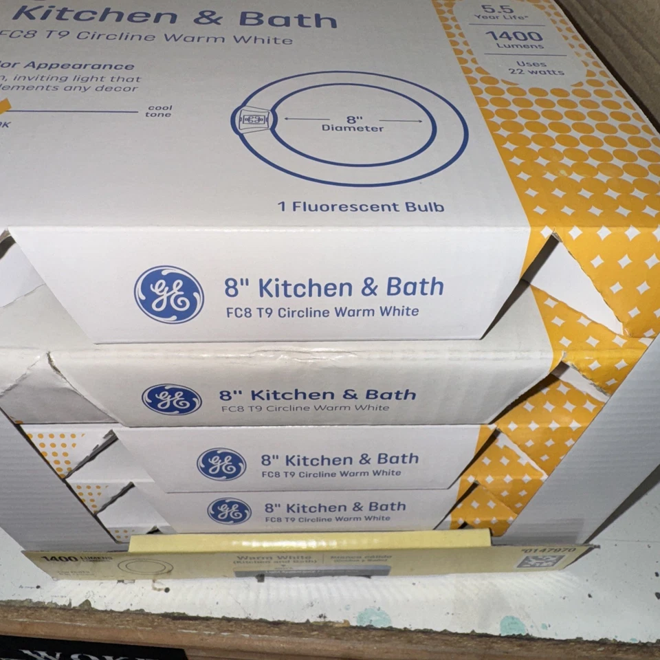 GE 8” Kitchen & Bath FC8 T9 Circling Warm White Fluorescent Bulb Qty 4 - Image 2 of 2