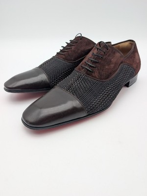PRE OWNED MENS Size 43 Euro, 10 US BROWN SUEDE LEATHER CHRISTIAN LOUBOUTIN SHOES