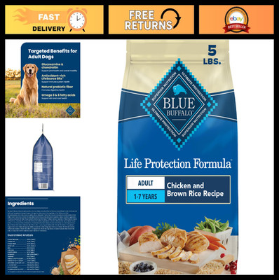 Premium Chicken & Brown Rice Dry Dog Food, Supports Immunity, Healthy Skin & Coa