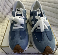 Blue/White Suede Low Top Lace-Up Athletic Sne...