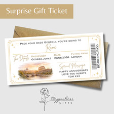 Personalised Surprise Rome Trip Gift Ticket Voucher | Custom Holiday Reveal