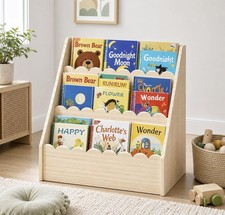 Scalloped Kids Book Shelf Montessori 3-Tier Wooden Toddler Bookshelf Ages 1  5