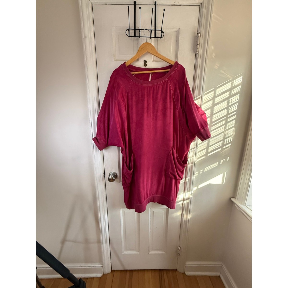 free people oversized sweatshirt dress Free People Gloaming Oversized Velvet Sweatshirt Dress Wine Small EUC