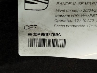 W05P9867769A ablage hinten SEAT ALTEA 5P1 REFERENCE ECOMOTIVE 435155