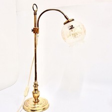 Tischlampe Messing 60er Schreibtischleuchte höhenverstellbar Lampenschirm Glas