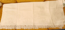 SET LENZUOLA MATRIMONIALE + 2 FEDERE IN PURO LINO CON RICAMO VINTAGE ANNI '70