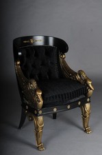 20th Century Magnificent Empire Swan Chair/Armchair, Chair, Black & Gold