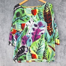 Jams World Top Womens Large Tropical Coastal Hawaiian Resort Beach Floral Tunic