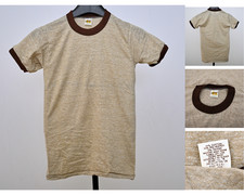 Vintage Russell Athletic Youth M Ringer T-Shirt Heather Brown Made USA