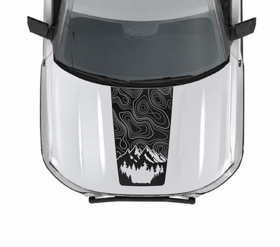 Topographic Mountains Blackout Hood Vinyl Decal Fits Ford Bronco Sport 2021-2026