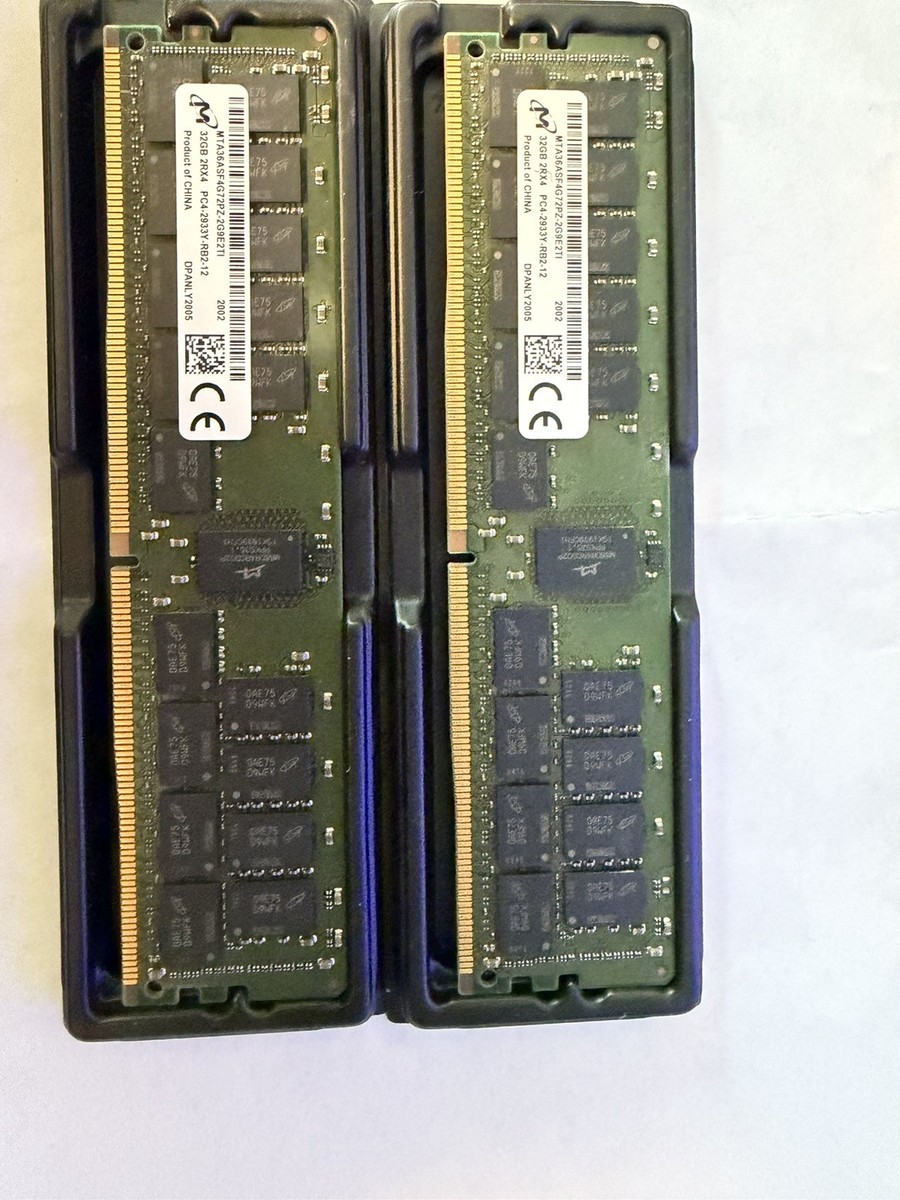 2 sticks of Micron 32GB 2Rx4 PC4-2933Y-Rb2-12. DDR4 Server RAM