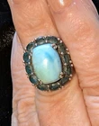 Vtg 925 Sterling Silver India Larimar & Blue Apatite Halo Ring Statement Ring