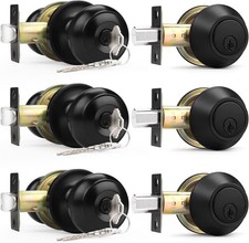 Entry Door Knobs Lock Set Single Cylinder Deadbolt Combination Set