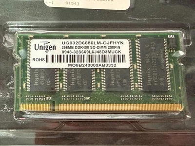 Unigen 256MB DDR400 PC3200 SO‑DIMM 200‑Pin Laptop Memory RAM Module - Image 1 of 2