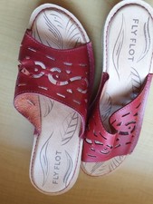 New Fly Flot cherry red Italian leather anatomic slip-on sandals size 6