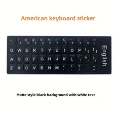 English Keyboard Stickers, Computer Cover, Black Background White Lettering