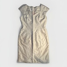 Vintage Constance Saunders Silk Dress Ivory Cocktail Sleeveless Lined Size 12