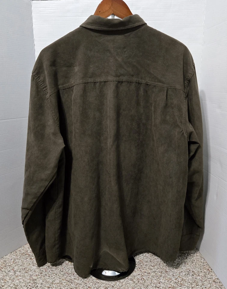 Clearwater Outfitters Men's Brown Faux Suede Long Sleeve Button Up Shirt Size XL - Image 4 of 4