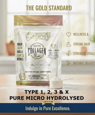 BEYOUTY COLLAGEN Organic Collagen Certified Grass Fed Bovine Collagen Peptides Powder UK- 500g