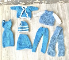 Barbie Sized Handmade Doll Clothes Lot Crochet Knit Outfits Vintage 1960s