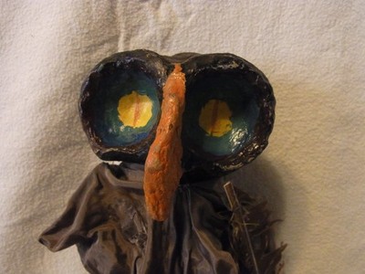Owl Hand Puppet Paper Mache Head Antique German ca.1920s #W/U