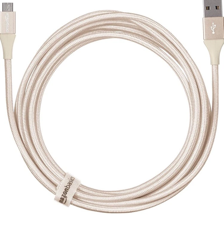 Amazon USB-A 2.0 to Micro-B Cable Double Braided Nylon Gold - 6ft/1.8m - Image 4 of 4
