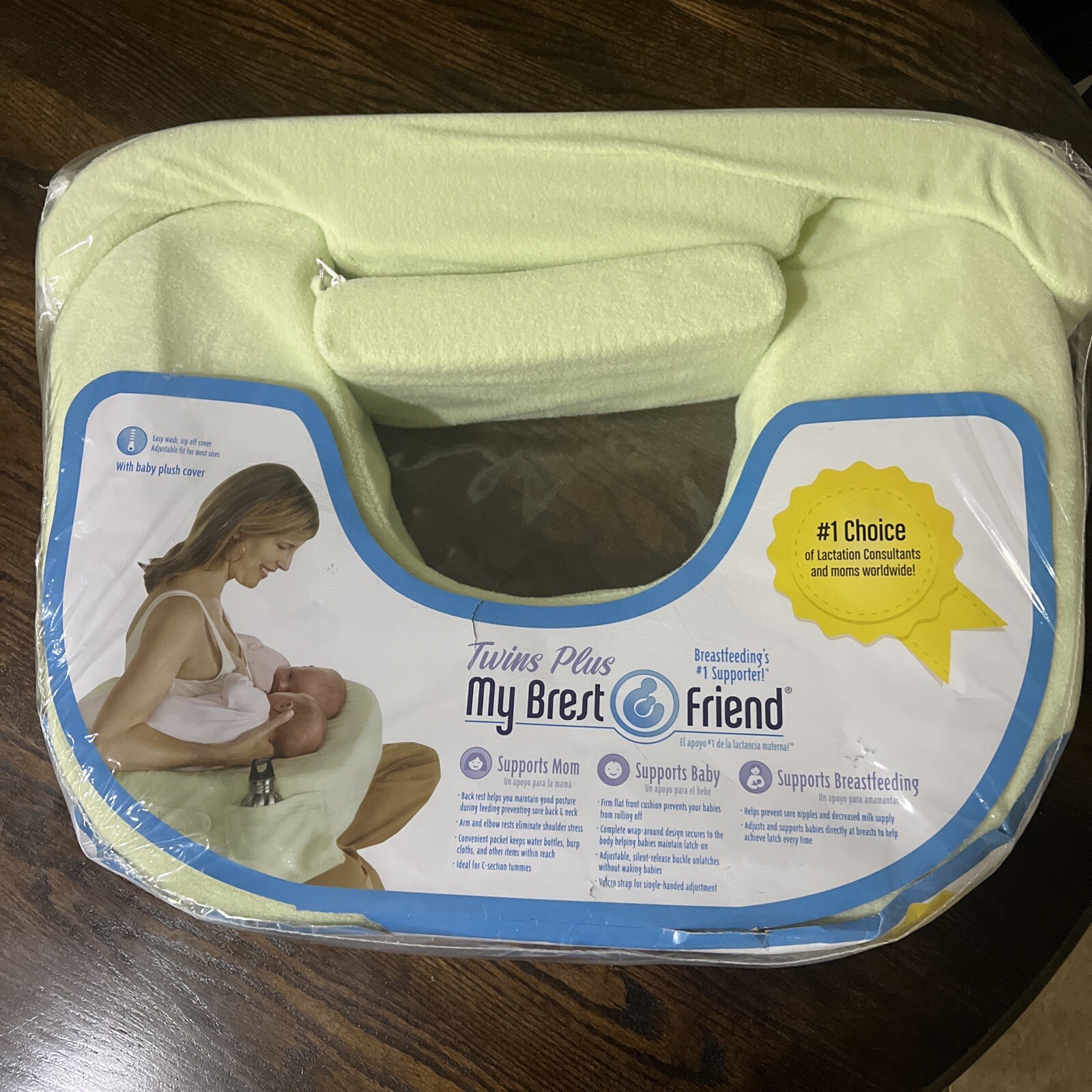 My Brest Friend Original Twins Nursing Posture Pillow - Light Green Gently Used-image