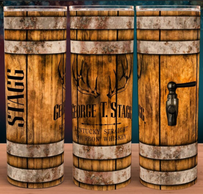 George T Stagg Bourbon Whiskey Wood Barrel  Cup Mug Tumbler