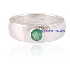 Natural Emerald Gemstone with 925 Sterling Silver Ring For Men's #C555
