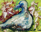 pigeon Dove Landscape Oil Painting Canvas Collectable Coa